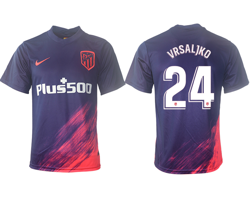 Men 2021-2022 Club Atletico Madrid away aaa version purple #24 Soccer Jersey